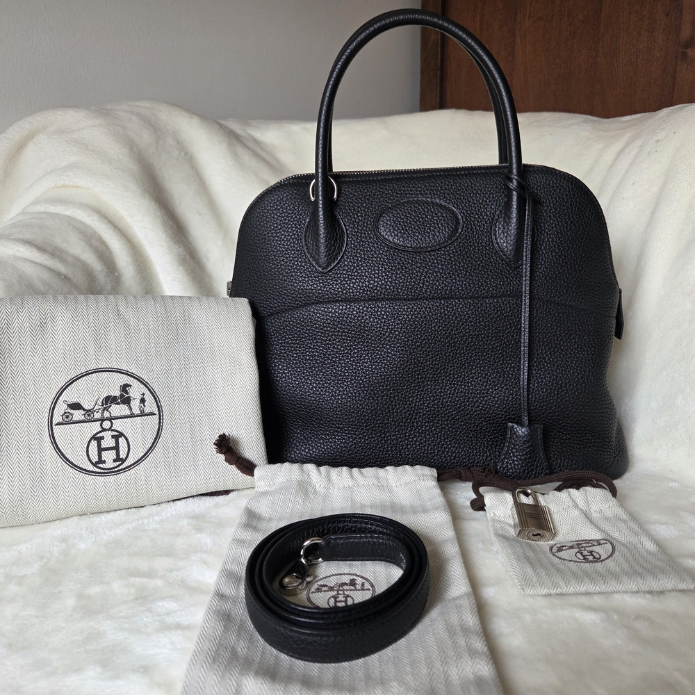 Hermès Bolide 31 Taurillon Clemence Noir, Palladium hardware